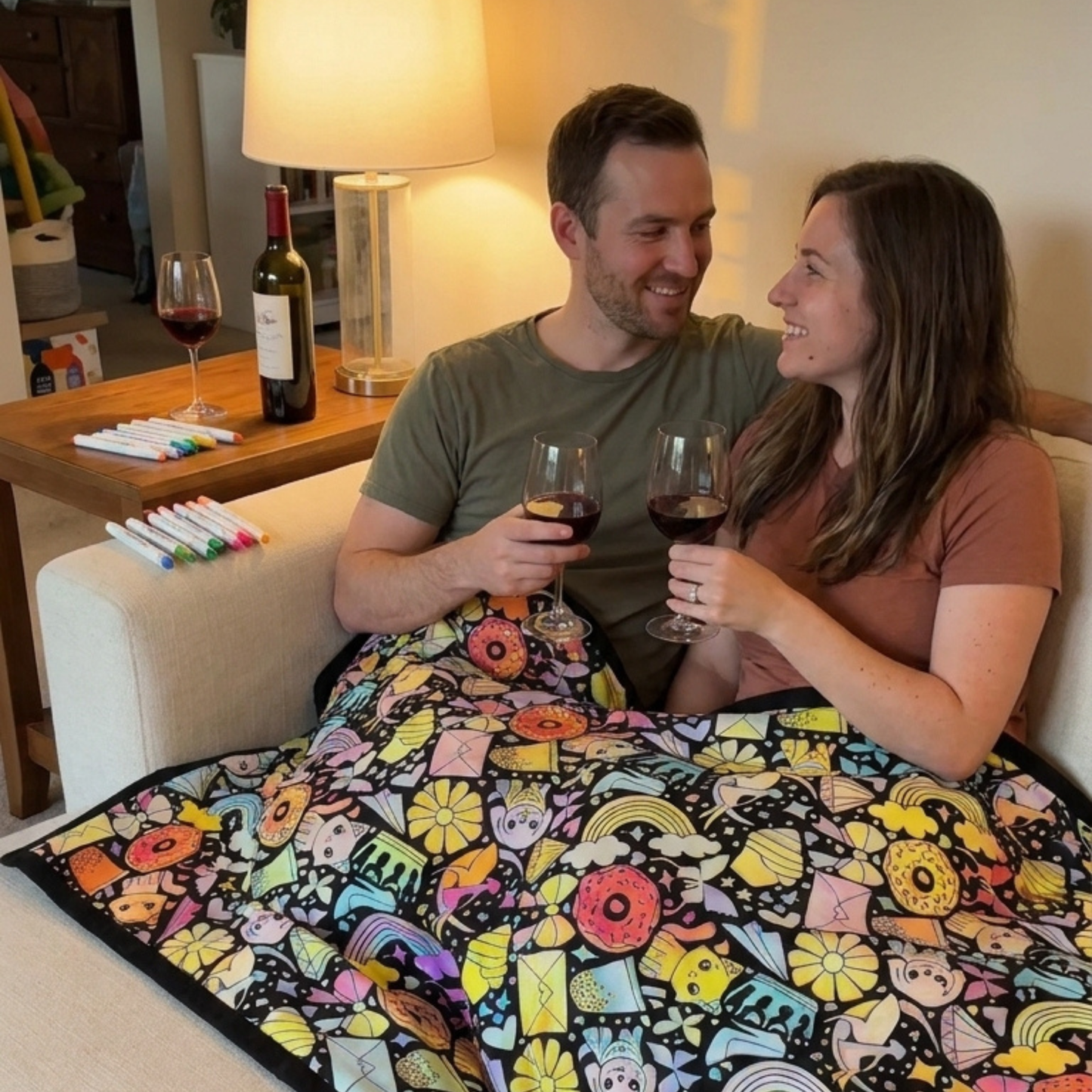 Anti-stress coloring blanket
