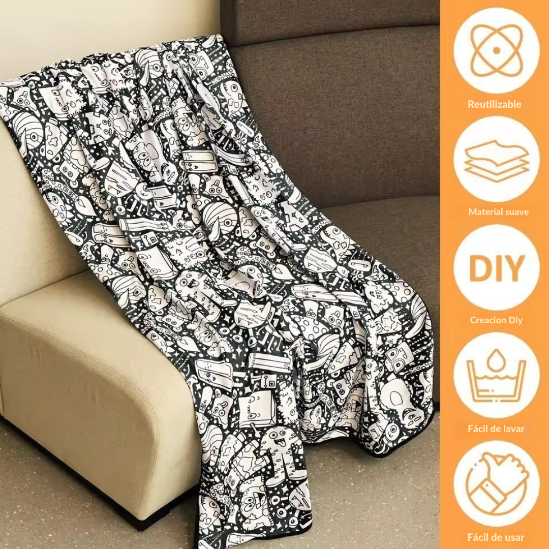 Anti-stress coloring blanket